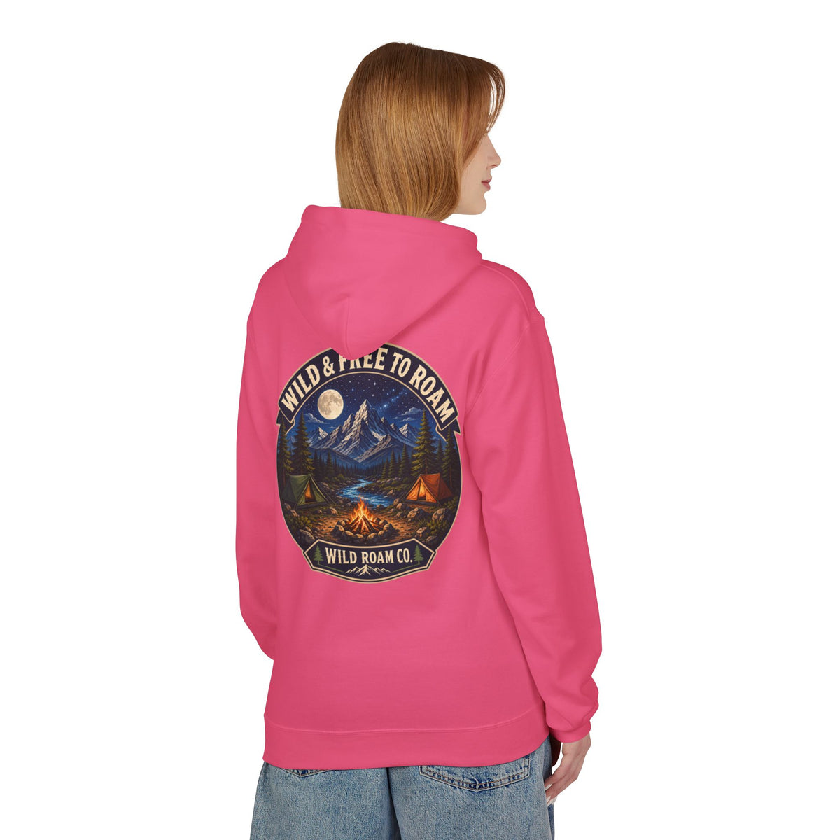 Wild Roam Co Hoodie — "Wild & Free to Roam" Camping Adventure Pullover