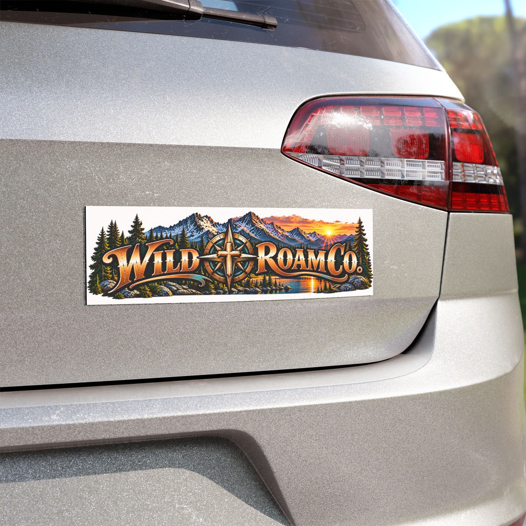 Wild Roam Co. Scenic Compass Car Magnet — Outdoor Adventure Vehicle Decal