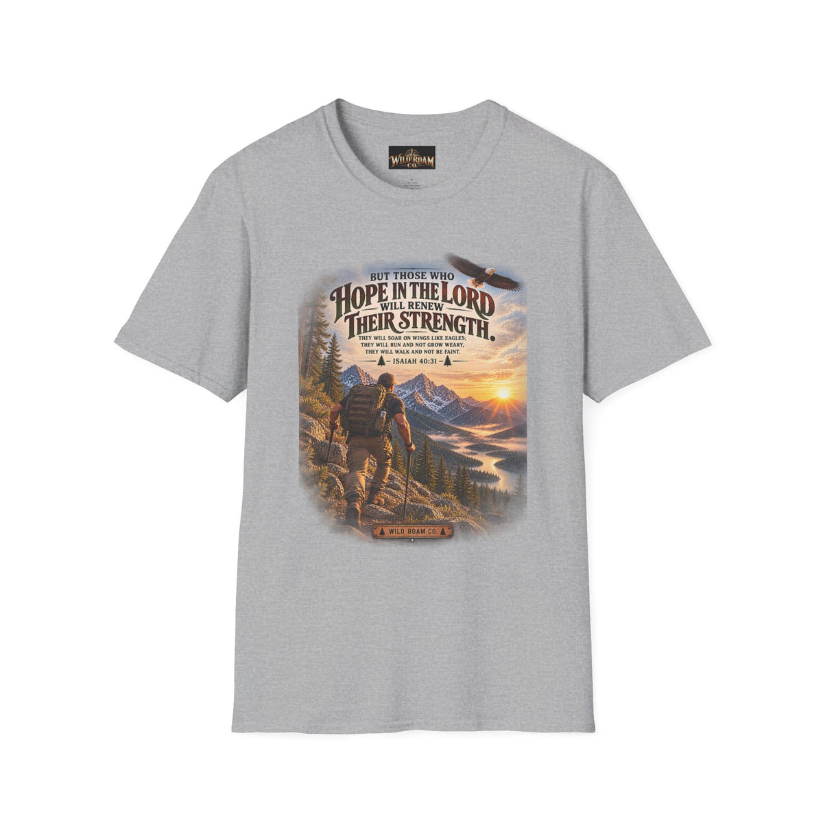 Men's Christian Hiking T-Shirt — "Those Who Hope in the Lord Will Renew Their Strength" Inspirational Faith Tee