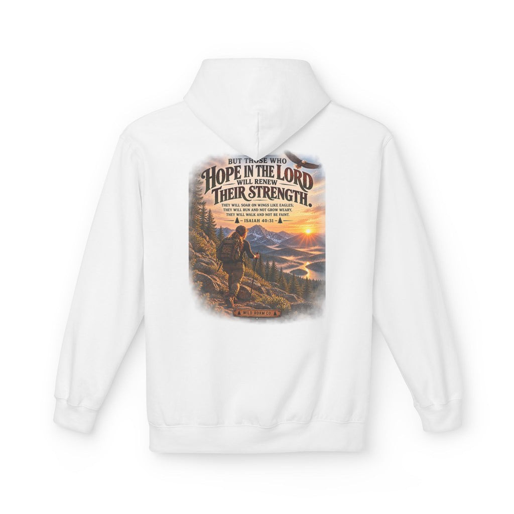 Women's Hope in the Lord Hiking Hoodie — Inspirational Christian Mountain Sunset Pullover