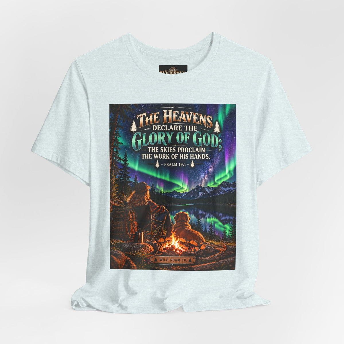 Women's Christian Nature T-Shirt — "The Heavens Declare the Glory of God" Campfire Aurora Tee