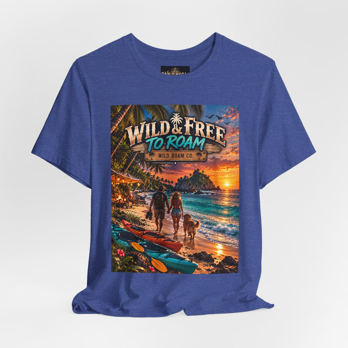 Wild & Free to Roam Beach T-Shirt — Sunset Surf Adventure Tee