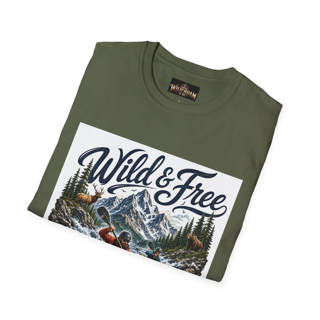 Wild & Free Kayaking T-Shirt — Mountain River Adventure Tee