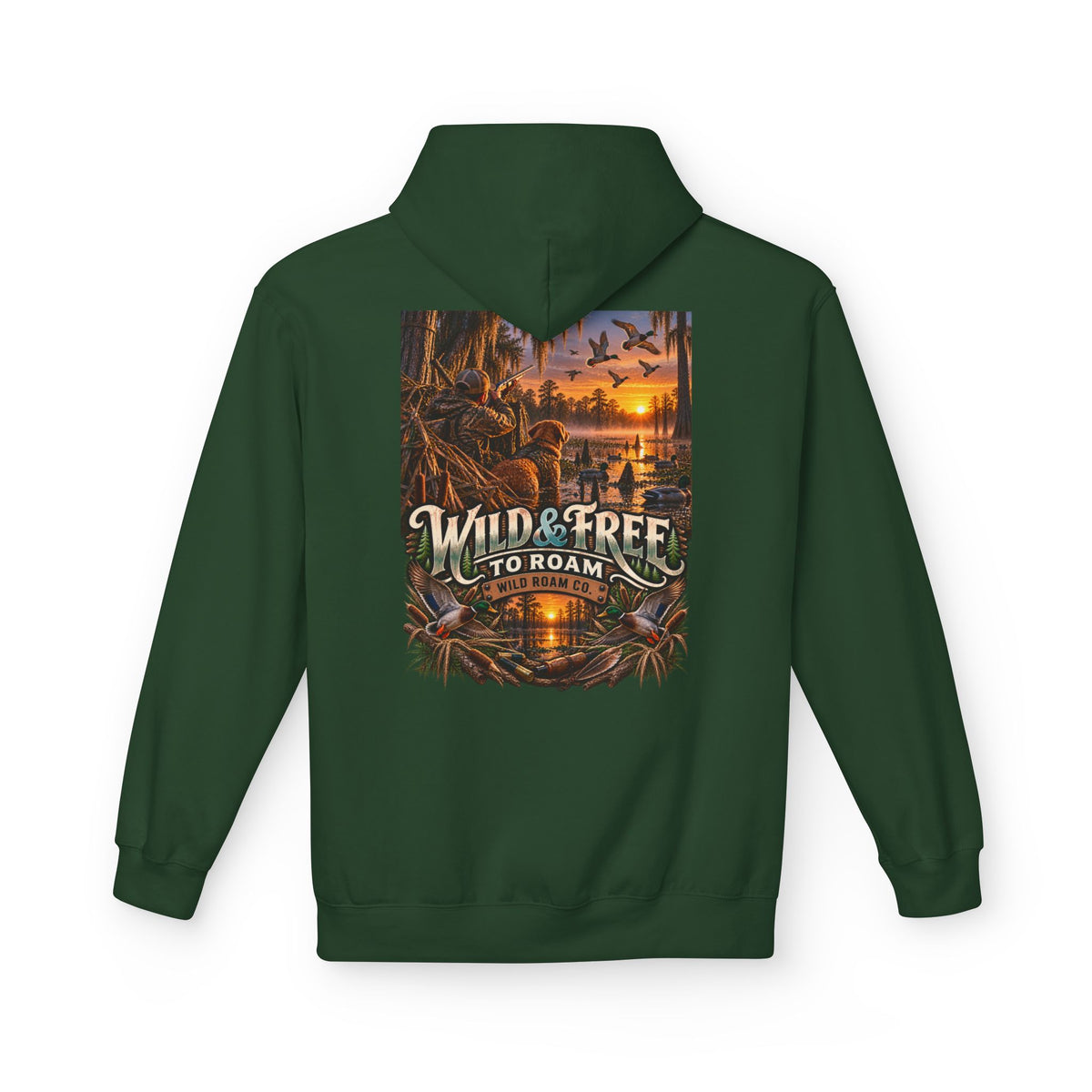 Wild & Free Hoodie — "Wild & Free to Roam" Ducks Graphic Pullover