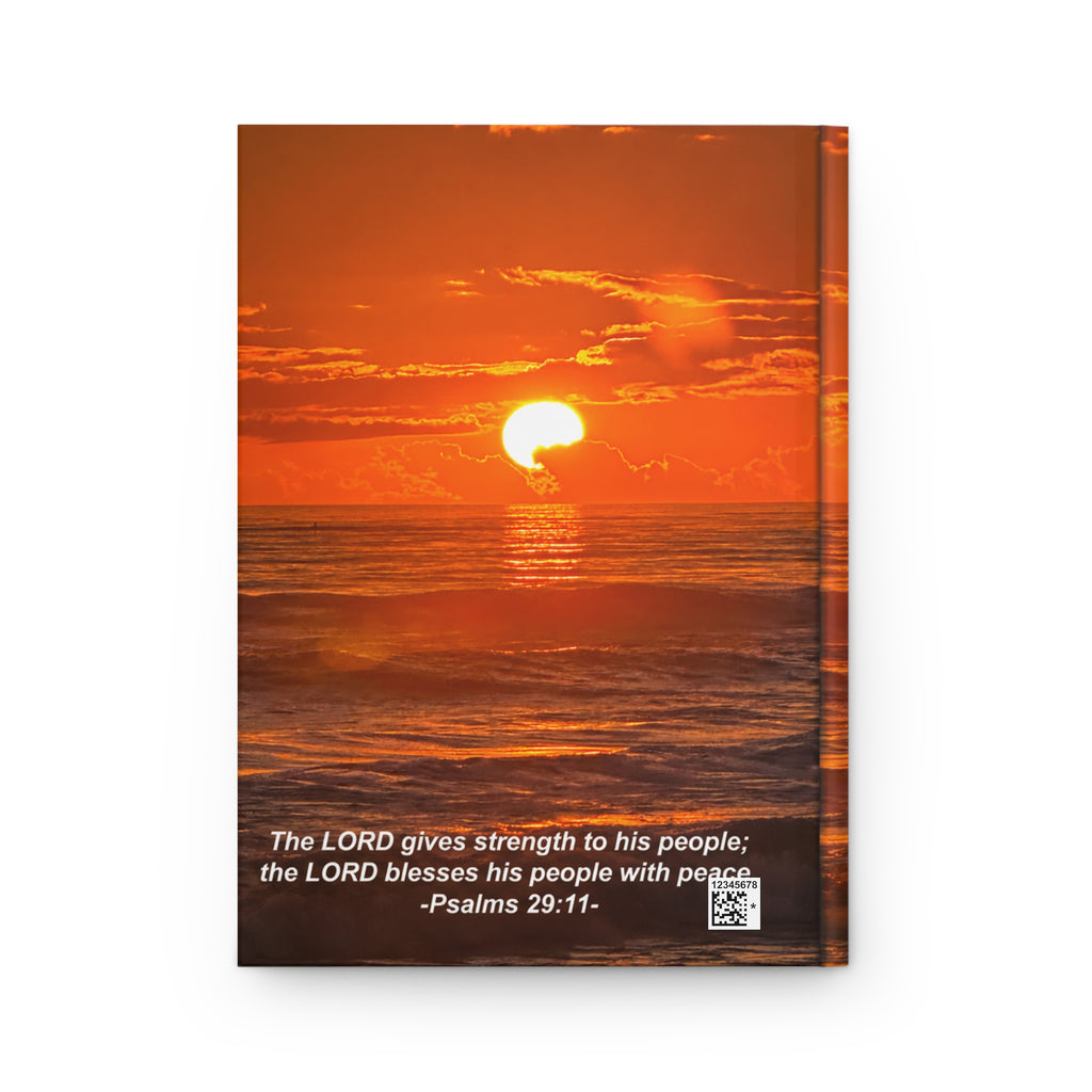 Sunset Scripture Journal — Psalms 29:11 Hardcover Lined Notebook