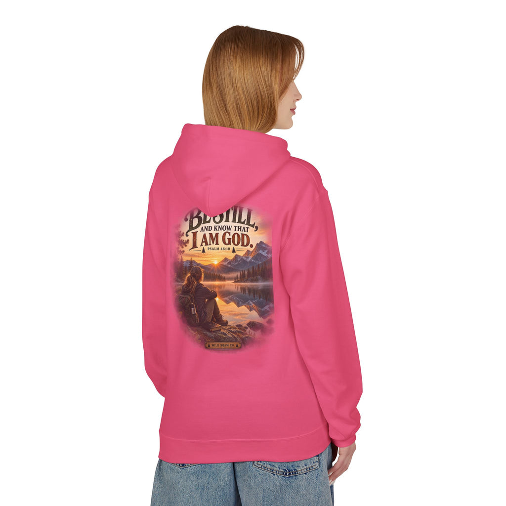 Women's Be Still Hoodie — 'Be Still and Know That I Am God' Scenic Christian Hoodie