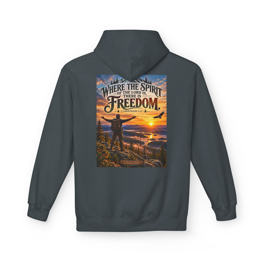 Men's Hoodie - ‘Where the Spirit of the Lord Is… There Is Freedom’ Scenic Christian Adventure Hoodie