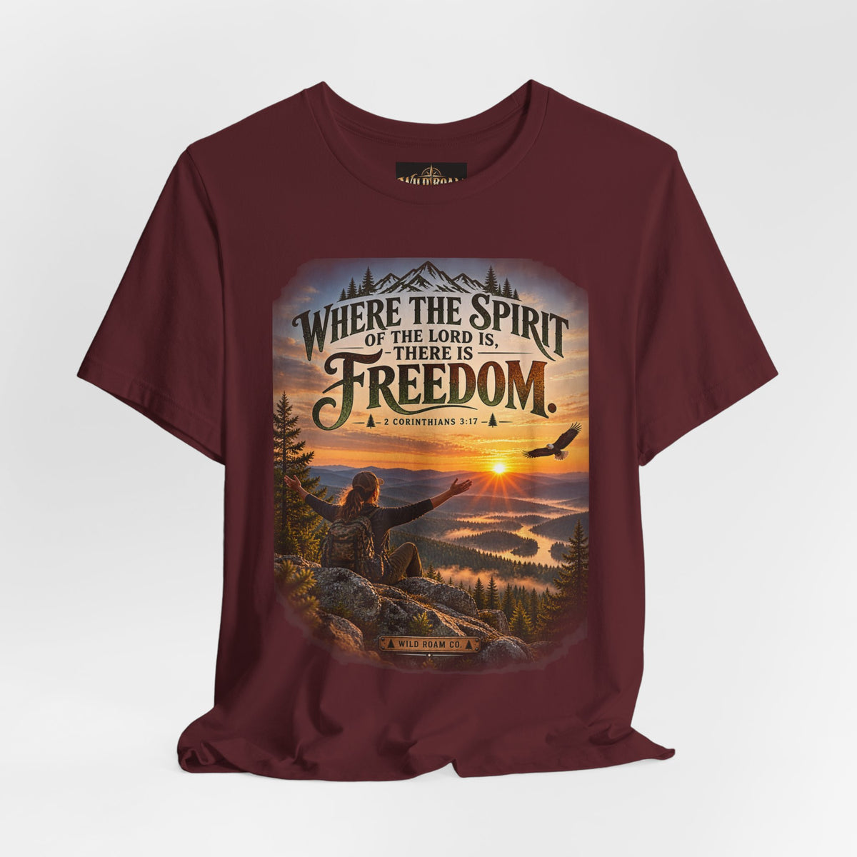 Women's Freedom Sunrise Tee — "Where the Spirit of the Lord is, there is Freedom" Christian T‑Shirt