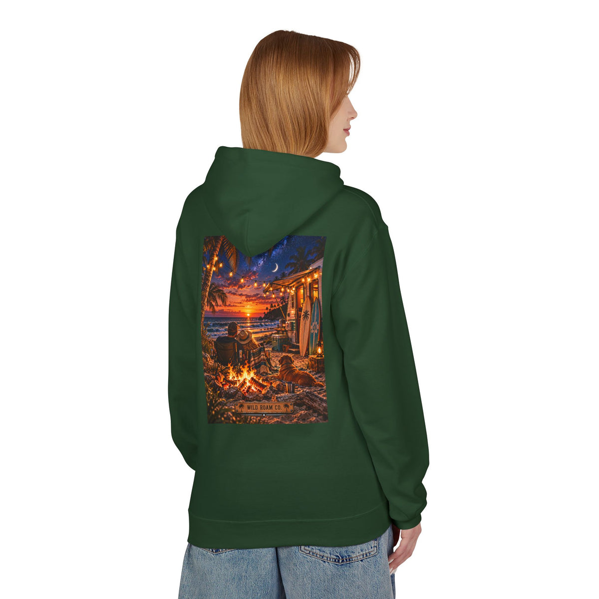 Wild Roam Co Hoodie-- Beach Bonfire Surf Graphic Hoodie