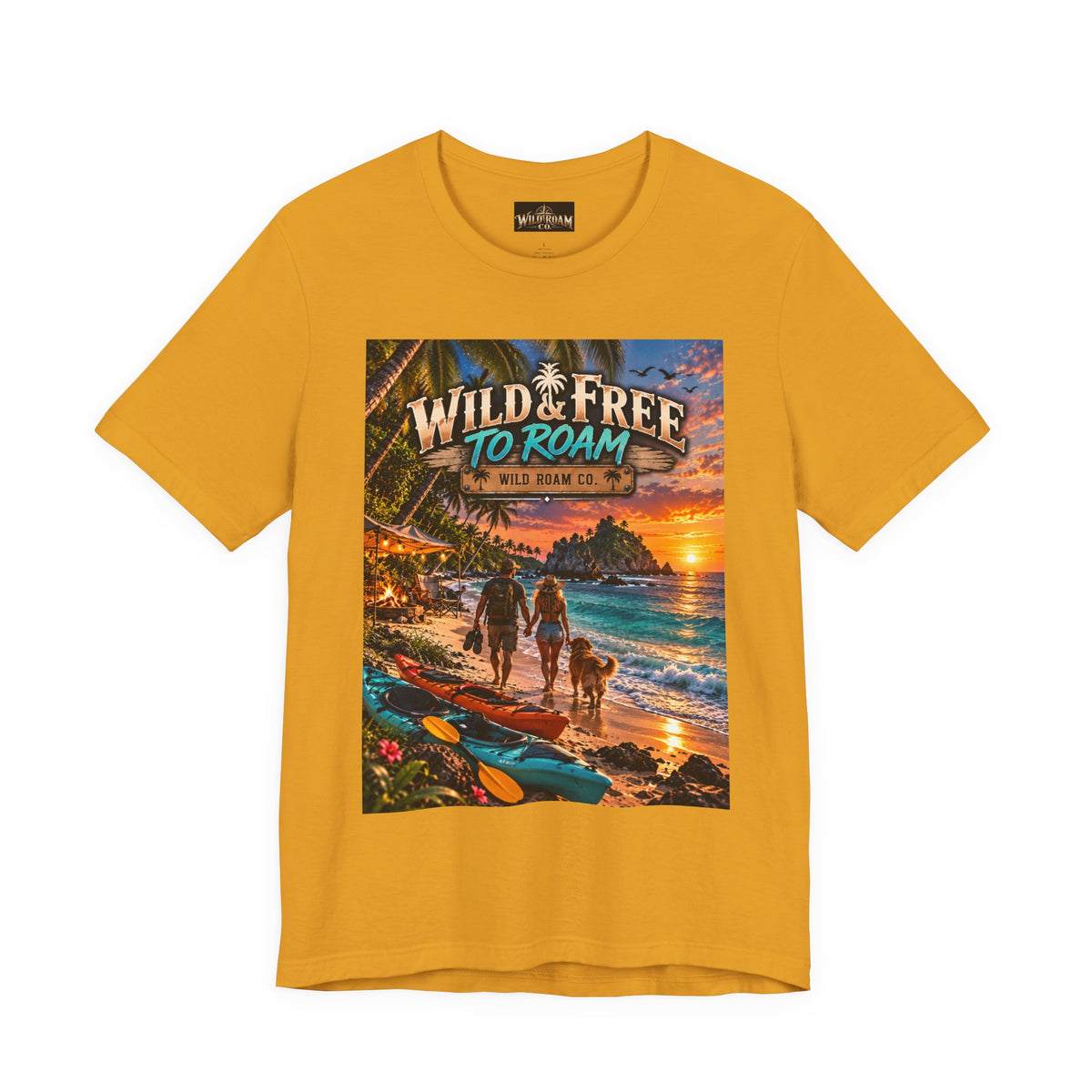 Wild & Free to Roam Beach T-Shirt — Sunset Surf Adventure Tee