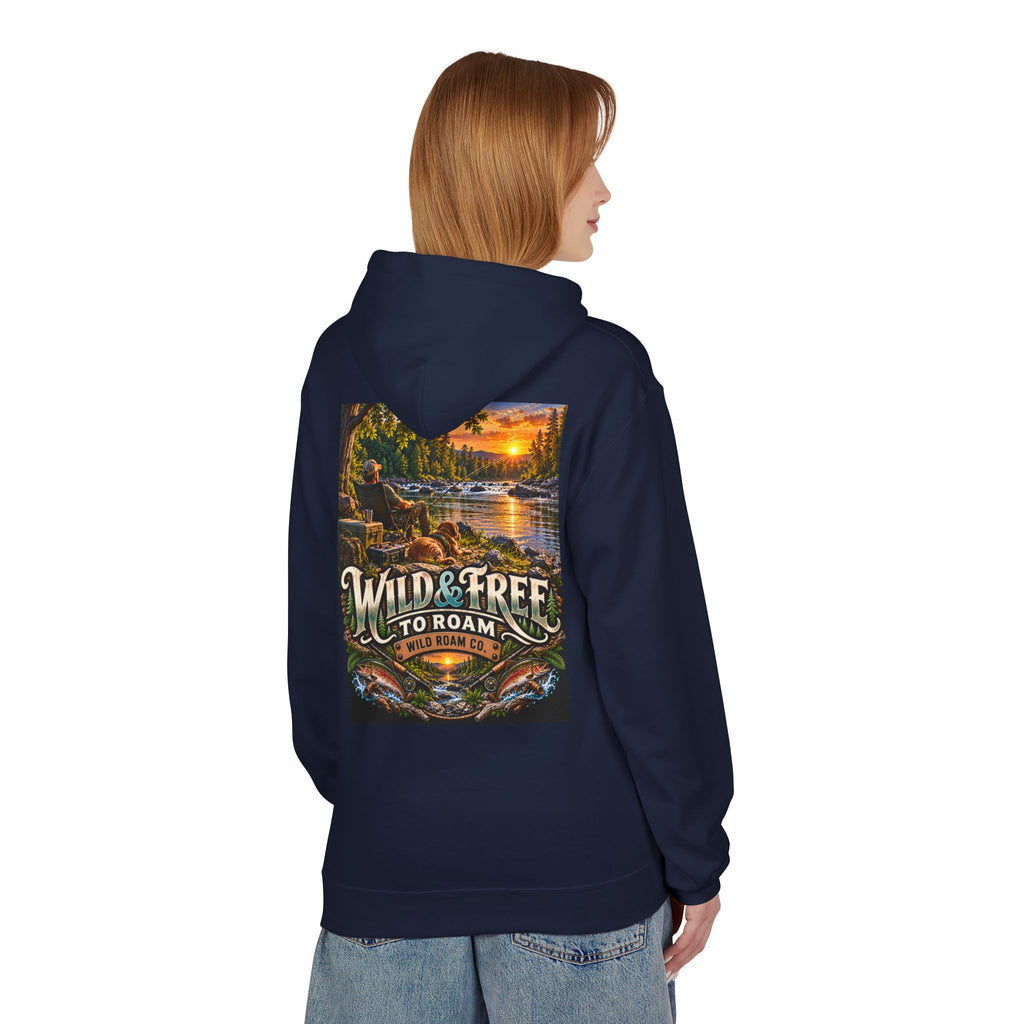 Wild Roam Co Hoodie--Bank Fishing Sunset