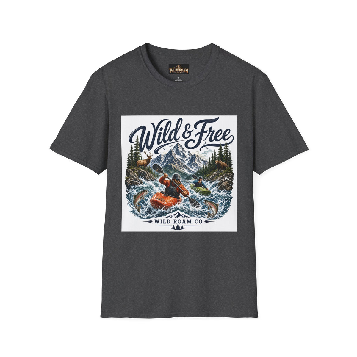 Wild & Free Kayaking T-Shirt — Mountain River Adventure Tee