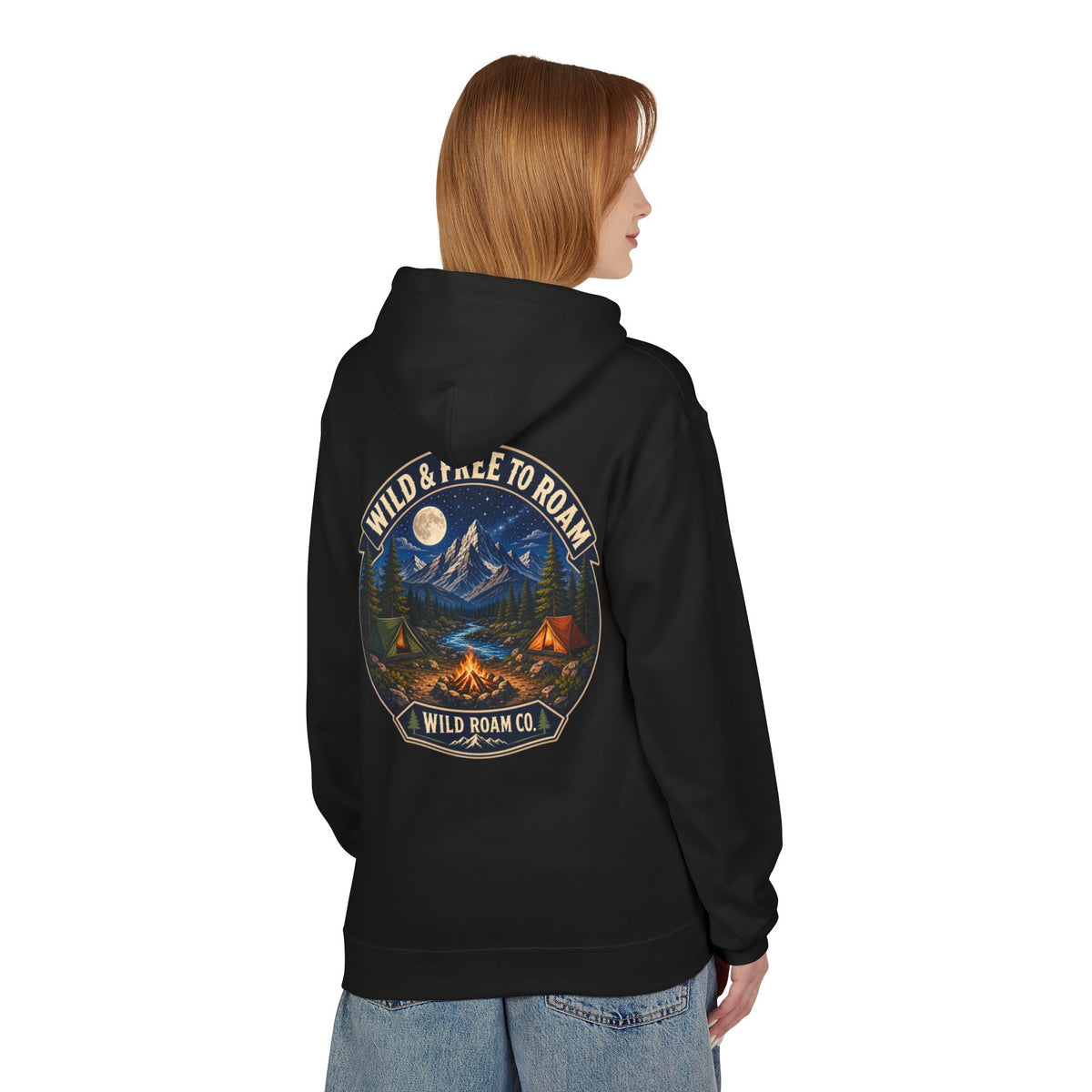Wild Roam Co Hoodie — "Wild & Free to Roam" Camping Adventure Pullover