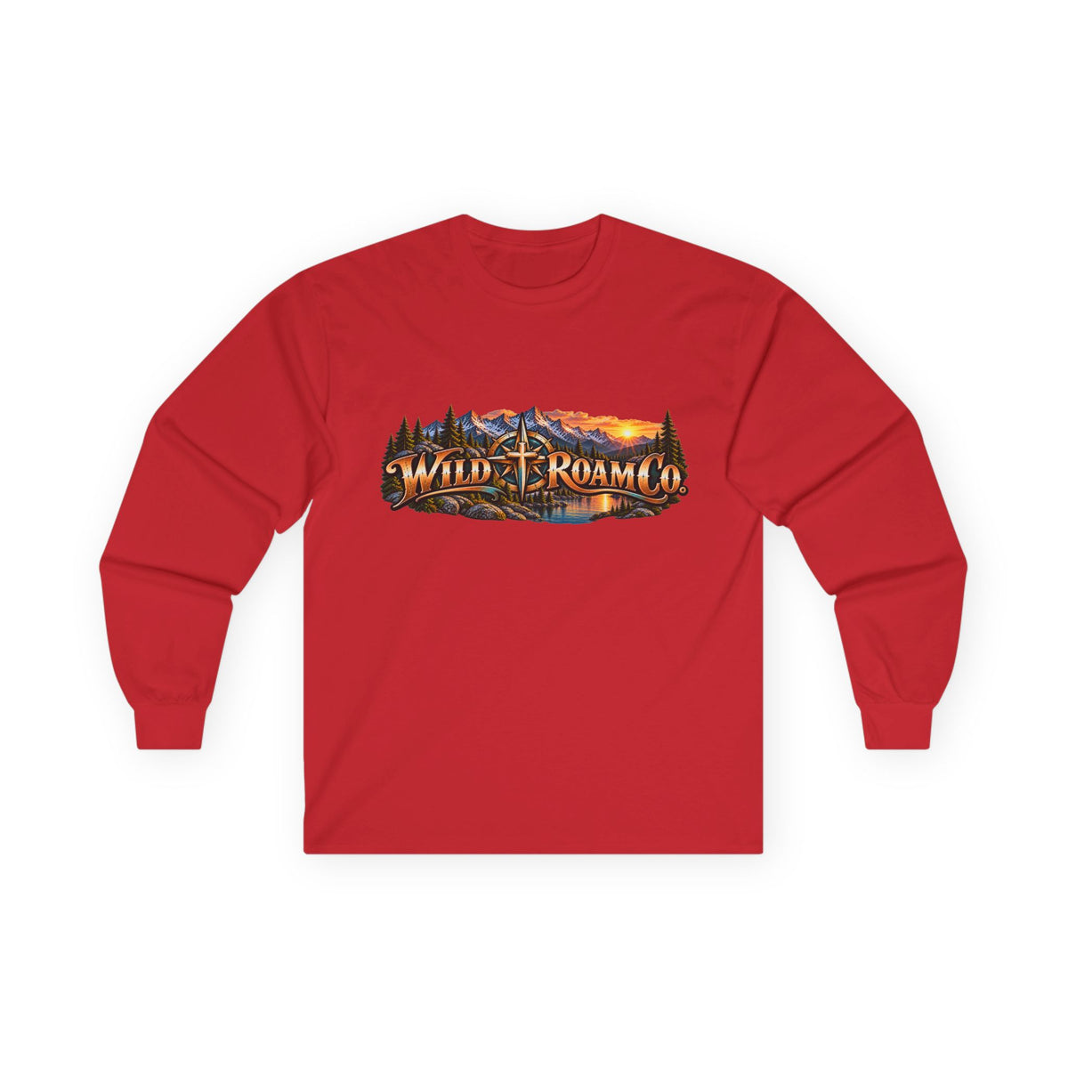 Long Sleeve Tee - "Wild + Roam Co." Faith Logo Sunset Graphic with Acts 13:47 Scripture Back