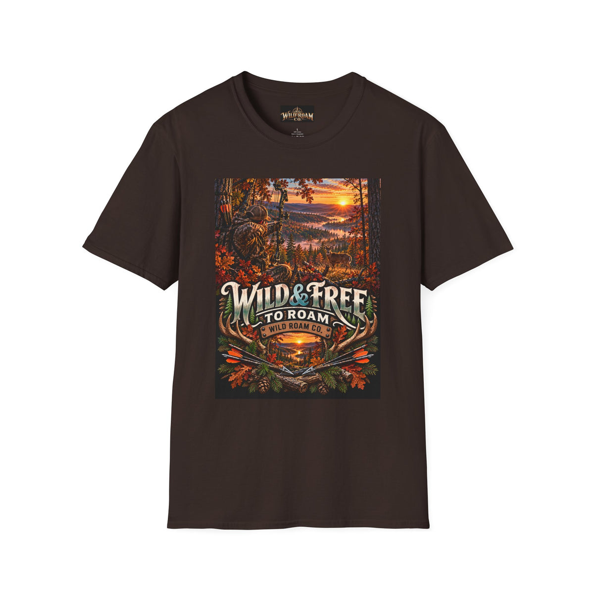 Wild & Free to Roam T-Shirt — Scenic Wilderness Sunset Adventure Tee