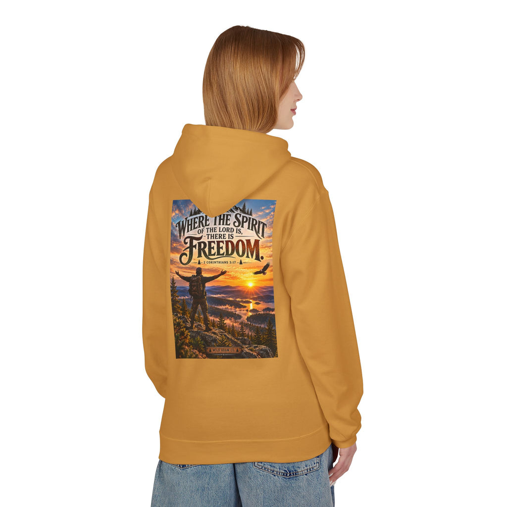 Men's Hoodie - ‘Where the Spirit of the Lord Is… There Is Freedom’ Scenic Christian Adventure Hoodie