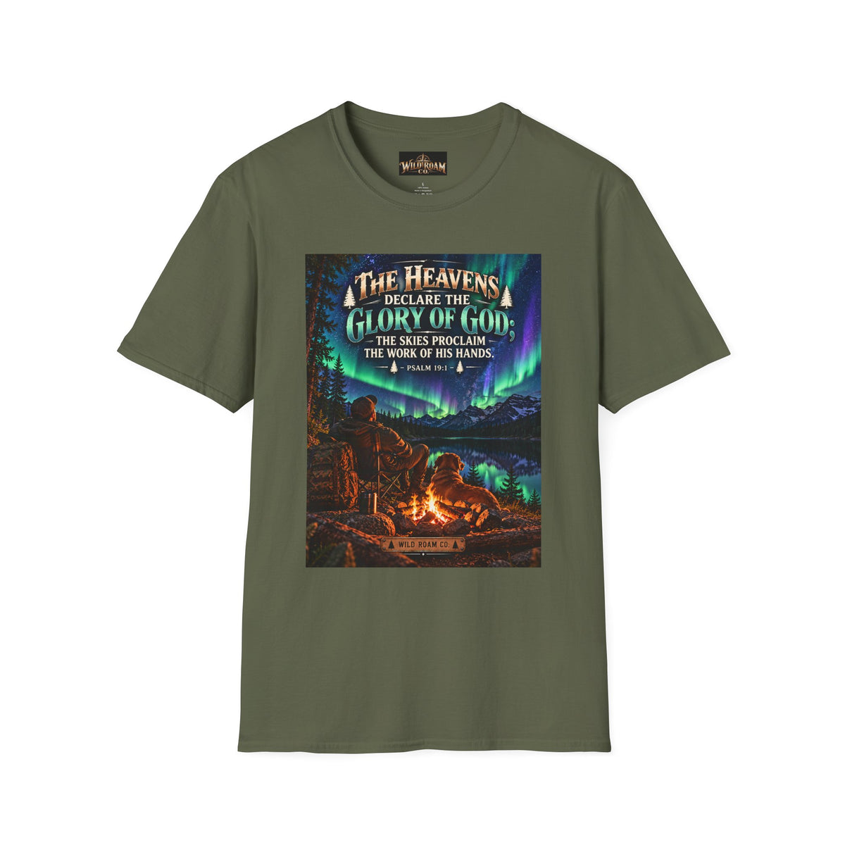 Men's Christian Campfire T-Shirt — "The Heavens Declare the Glory of God" Scenic Faith Tee