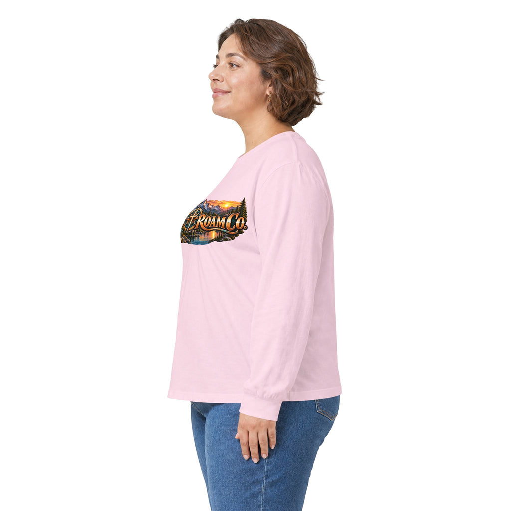 Long Sleeve Tee - "Wild + Roam Co." Faith Logo Sunset Graphic with Acts 13:47 Scripture Back
