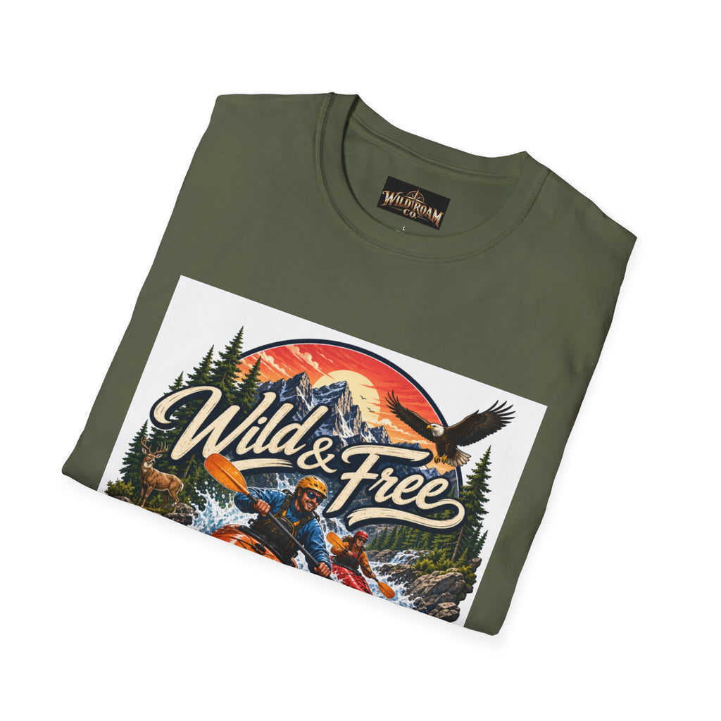 Wild & Free Kayak T-Shirt — Outdoor Adventure Graphic Tee