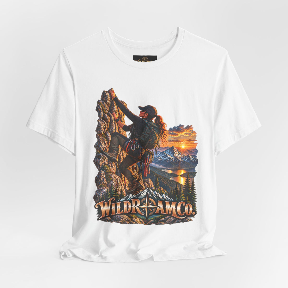 Women's Climber Sunset Tee — Wild Roam Co. Rock Climbing Graphic T-Shirt