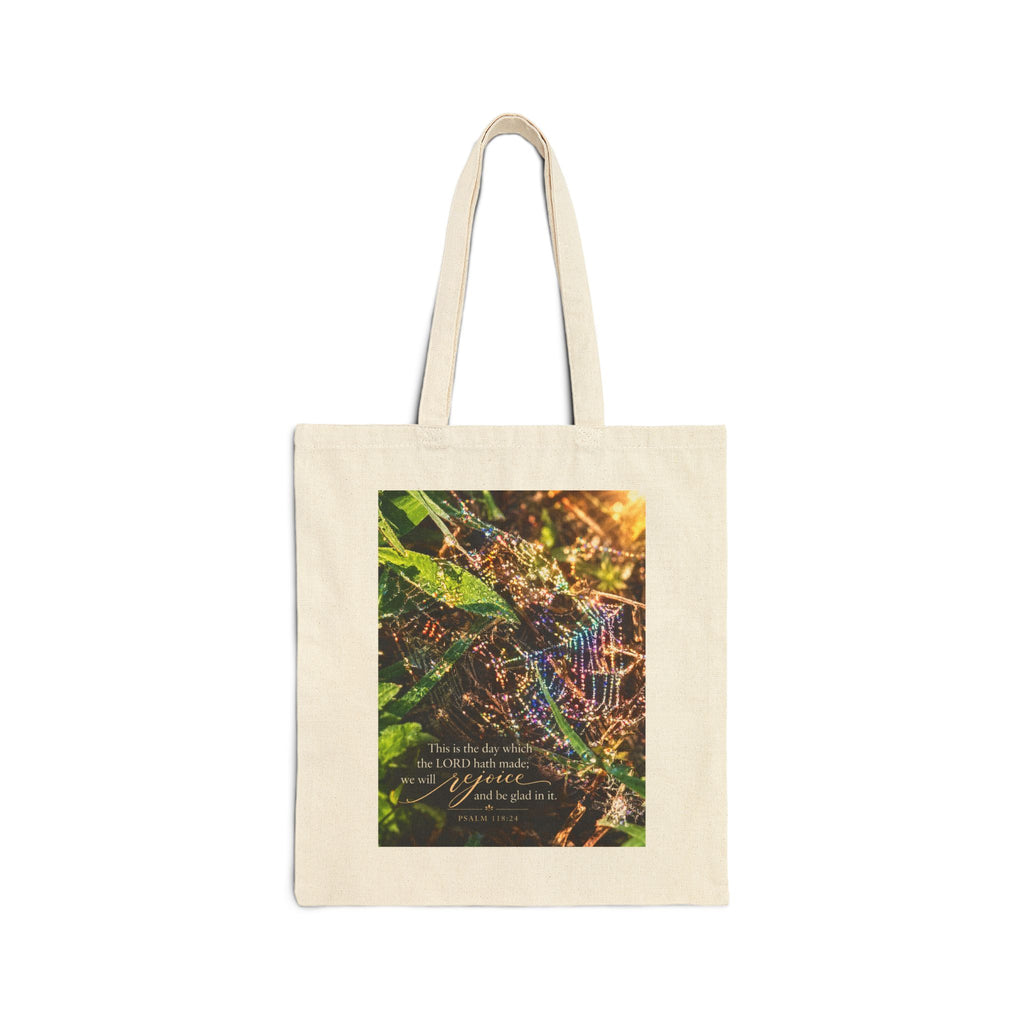Canvas Tote Bag — Inspirational Spiderweb Nature Quote Tote