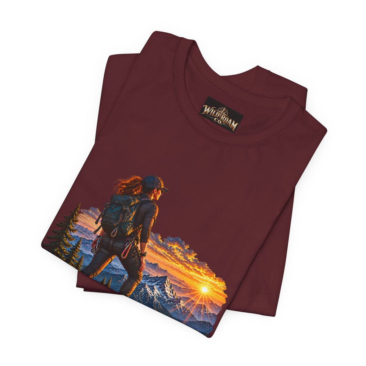 Women's Hiker Sunset T-Shirt — Wild Roam Co. Mountain Adventure Tee