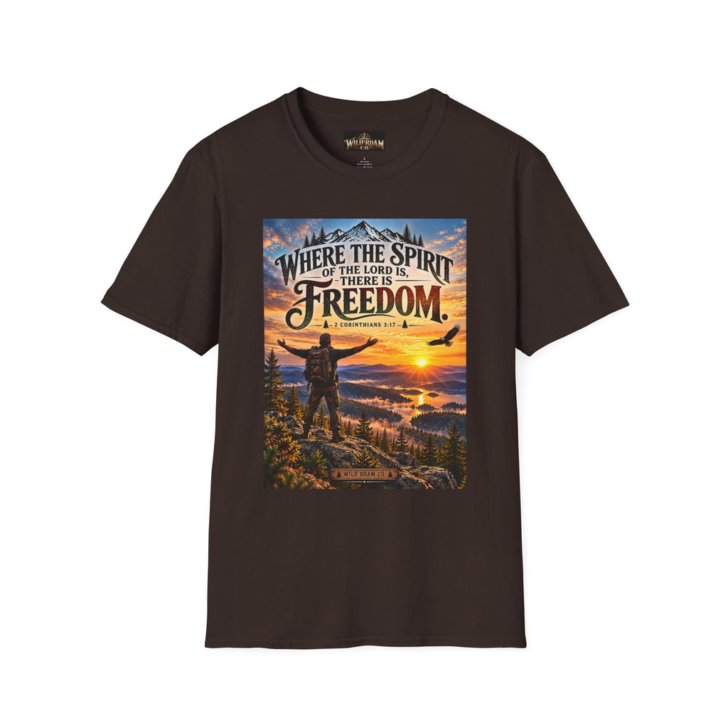 Men's Freedom Sunrise Christian T-Shirt – "Where the Spirit of the Lord is, there is Freedom"