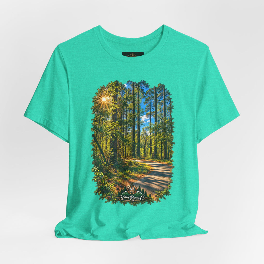 Wild Roam Co Unisex Tee--Matt 7:14 Forest Path