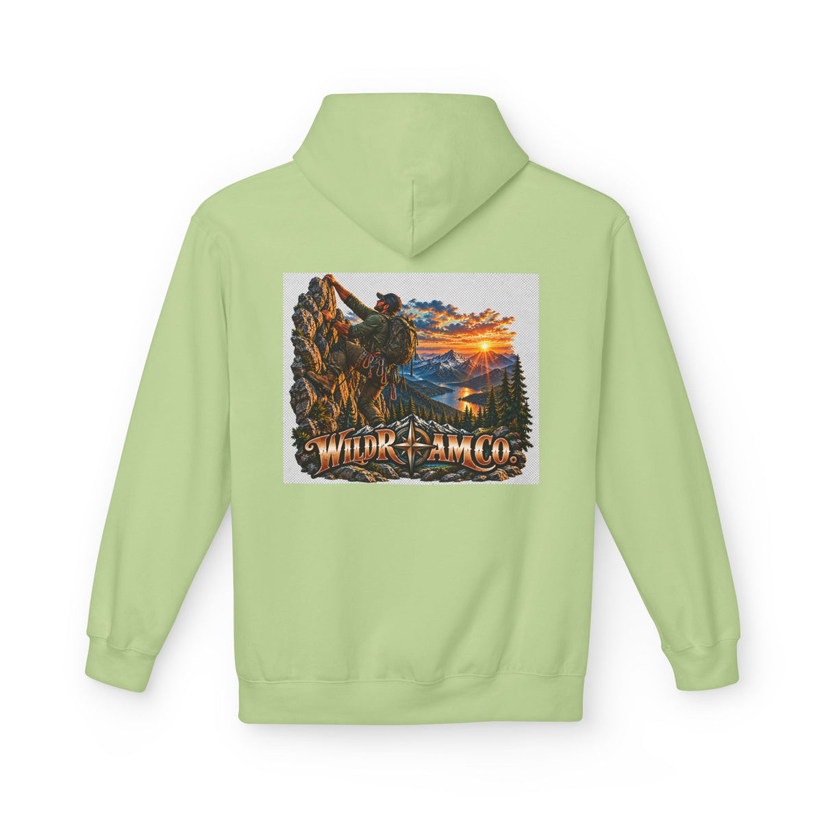 Men's Wild Roam Co. Adventure Hoodie — Mountain Sunset Outdoor Graphic Sweatshirt