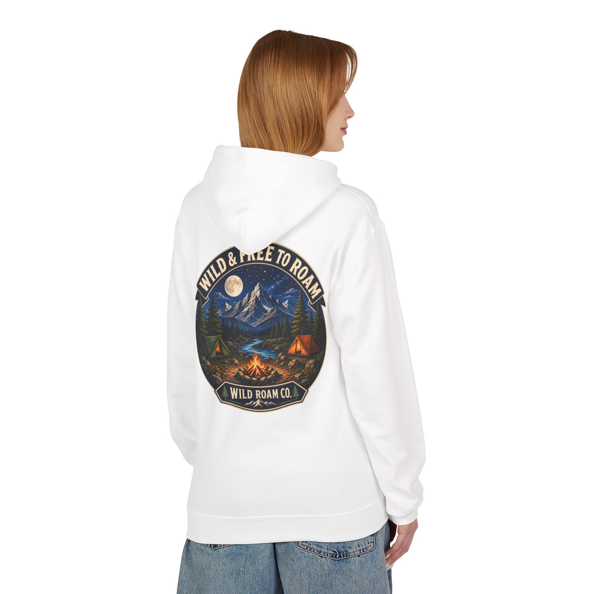 Wild Roam Co Hoodie — "Wild & Free to Roam" Camping Adventure Pullover