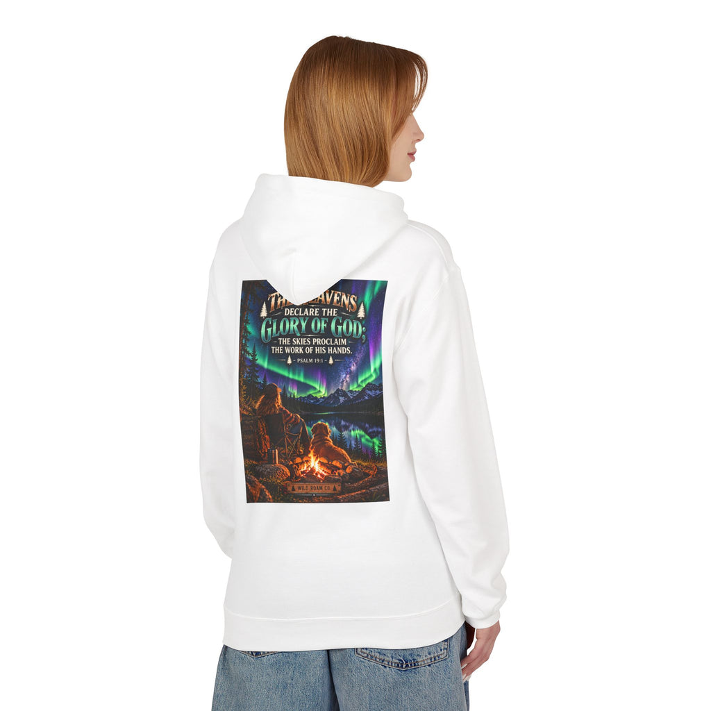 Women's Hoodie - 'Wild Roam Co.' Scenic Christian Campfire Hoodie with Aurora Psalm Design