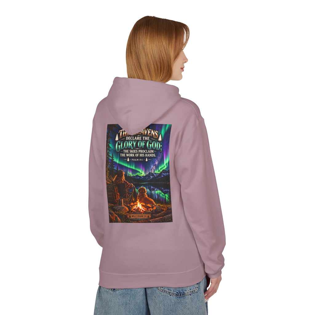 Women's Hoodie - 'Wild Roam Co.' Scenic Christian Campfire Hoodie with Aurora Psalm Design