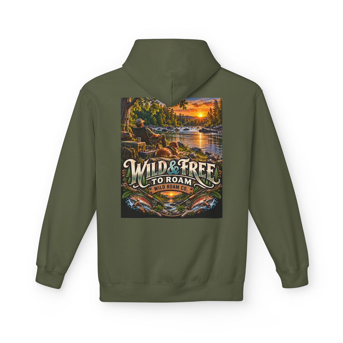 Wild Roam Co Hoodie--Bank Fishing Sunset
