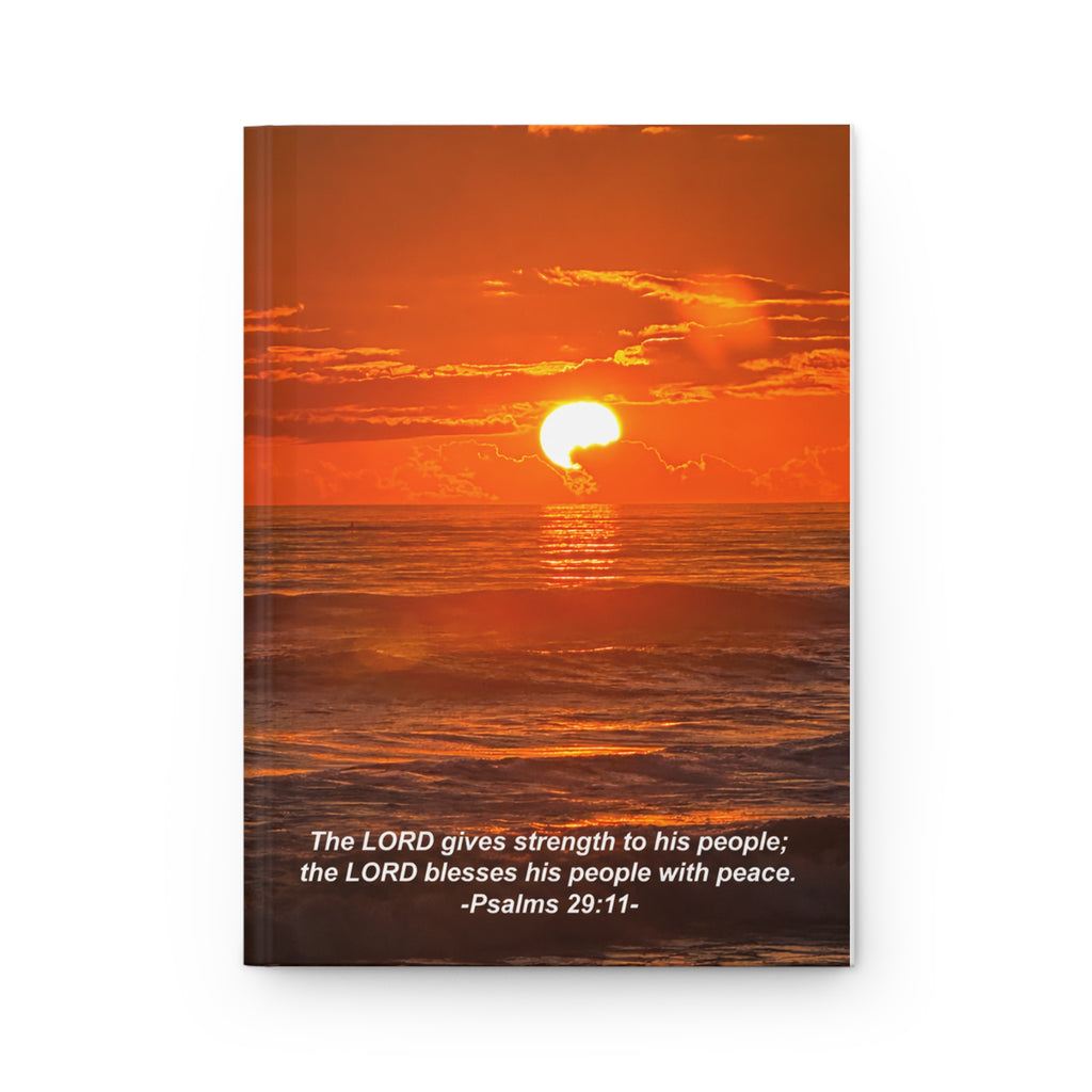 Sunset Scripture Journal — Psalms 29:11 Hardcover Lined Notebook