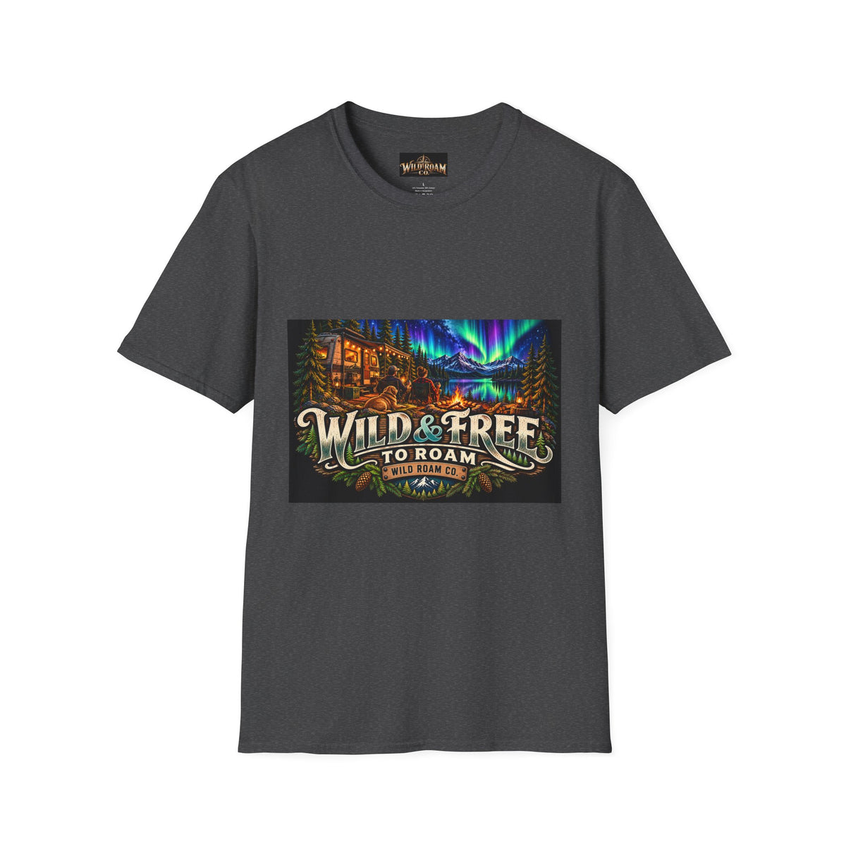 T-Shirt — Wild & Free to Roam Northern Lights Cabin Graphic Tee
