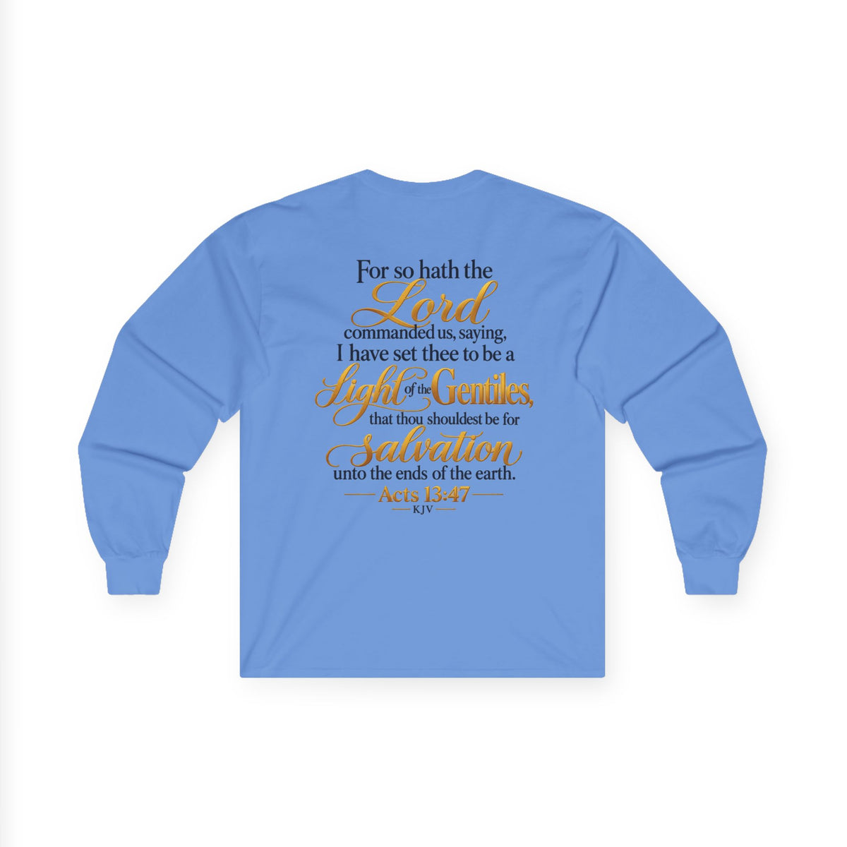 Long Sleeve Tee - "Wild + Roam Co." Faith Logo Sunset Graphic with Acts 13:47 Scripture Back