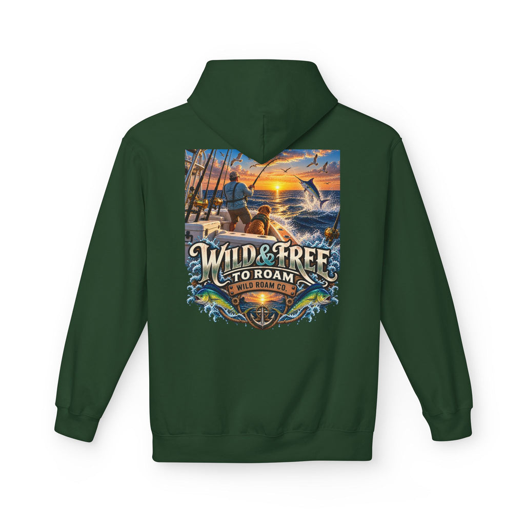 Hoodie - "Wild & Free to Roam" Ocean Angler Adventure Pullover