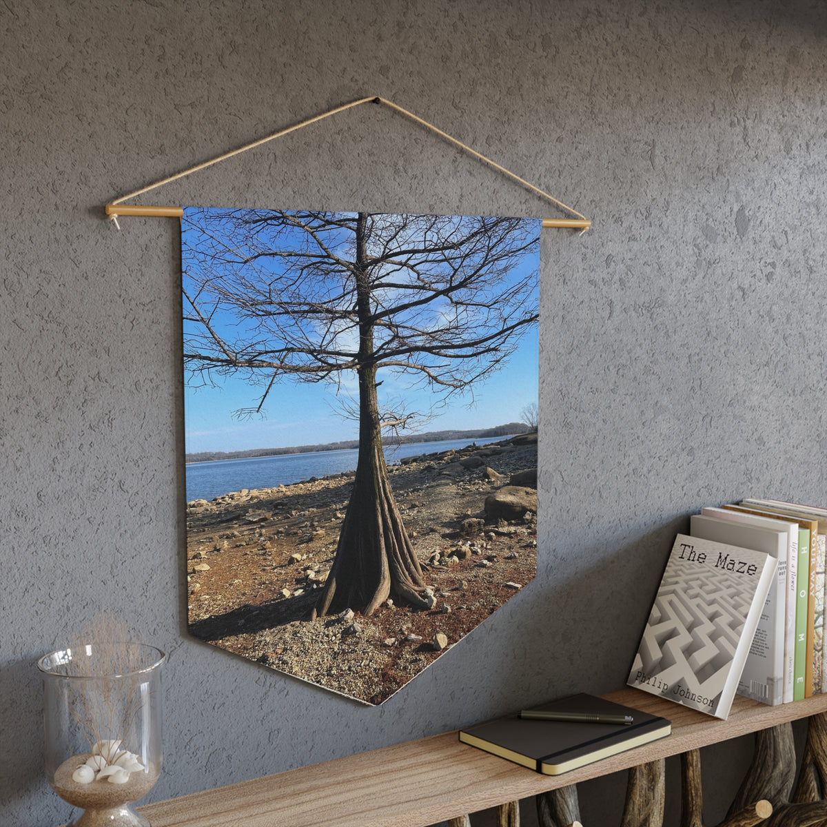 Cypress Tree Lakeshore Pennant - Scenic Nature Wall Banner