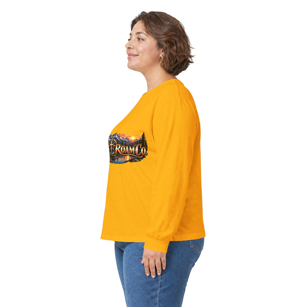 Unisex Long Sleeve Tee — 'Wild & Roam Co.' Faith Logo Graphic with 'Angels Gather' Inspirational Back Quote