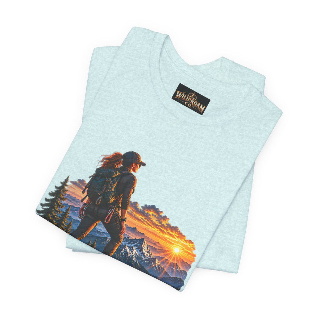 Women's Hiker Sunset T-Shirt — Wild Roam Co. Mountain Adventure Tee