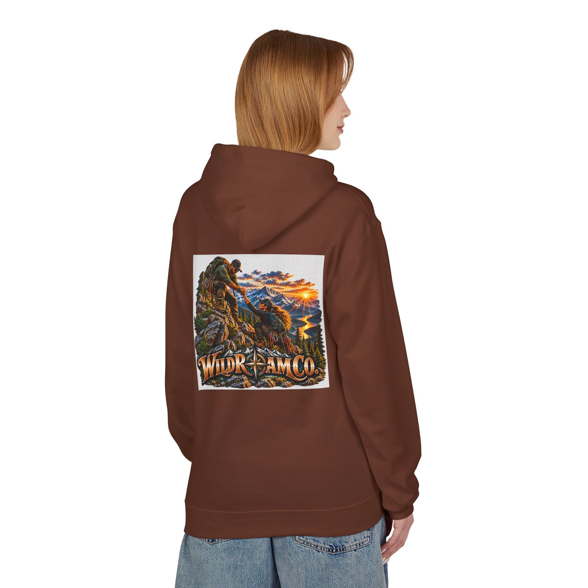 Wild Roam Co. Couple Vintage Mountain Climb Graphic Hoodie
