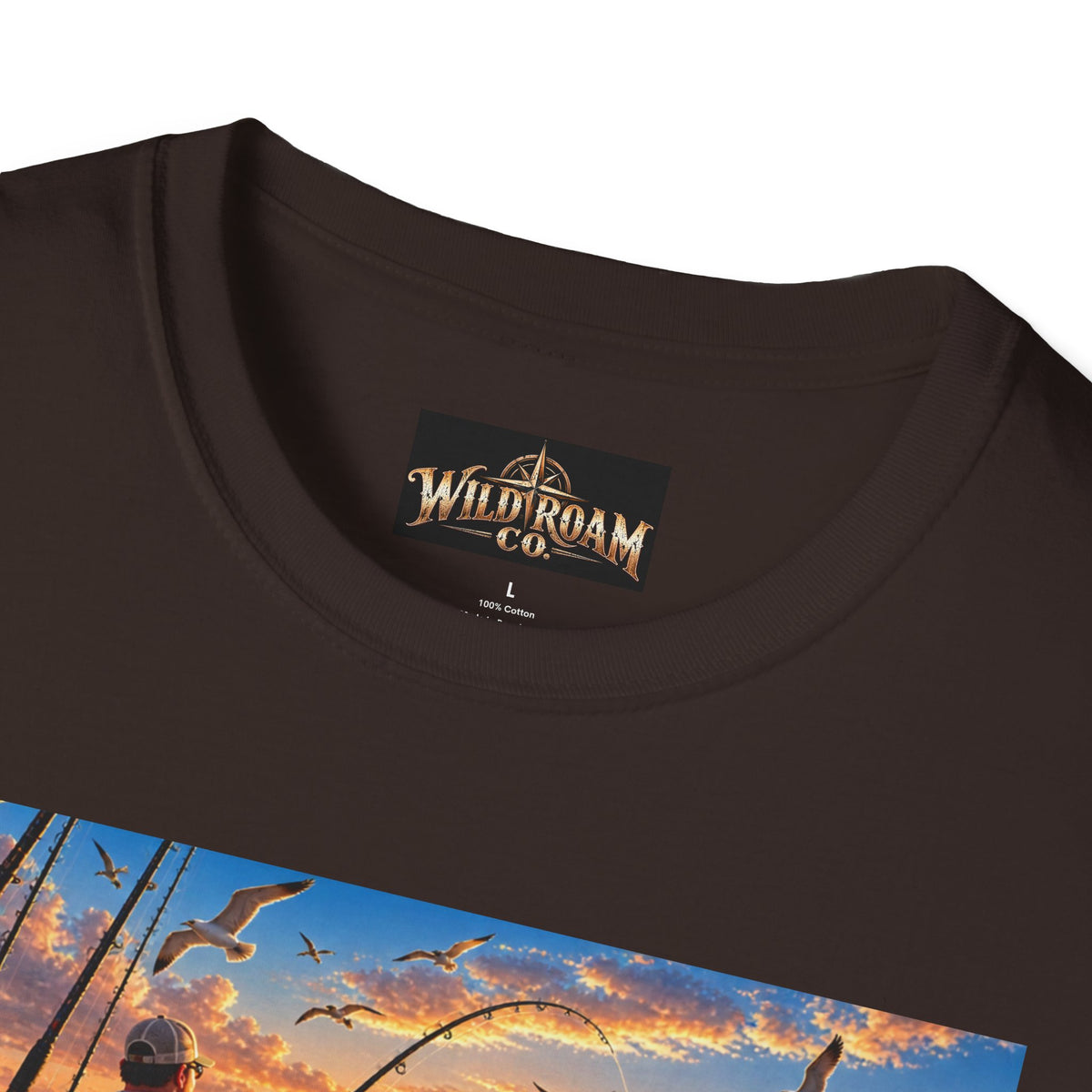 Wild & Free to Roam Fishing T-Shirt — Ocean Sunset Angler Tee