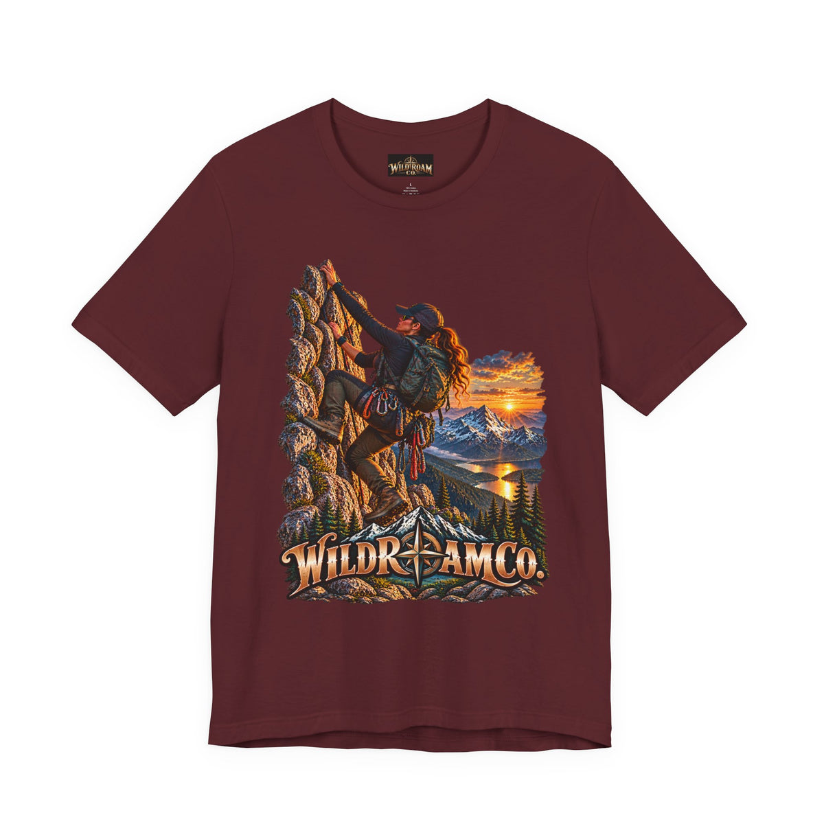 Women's Climber Sunset Tee — Wild Roam Co. Rock Climbing Graphic T-Shirt