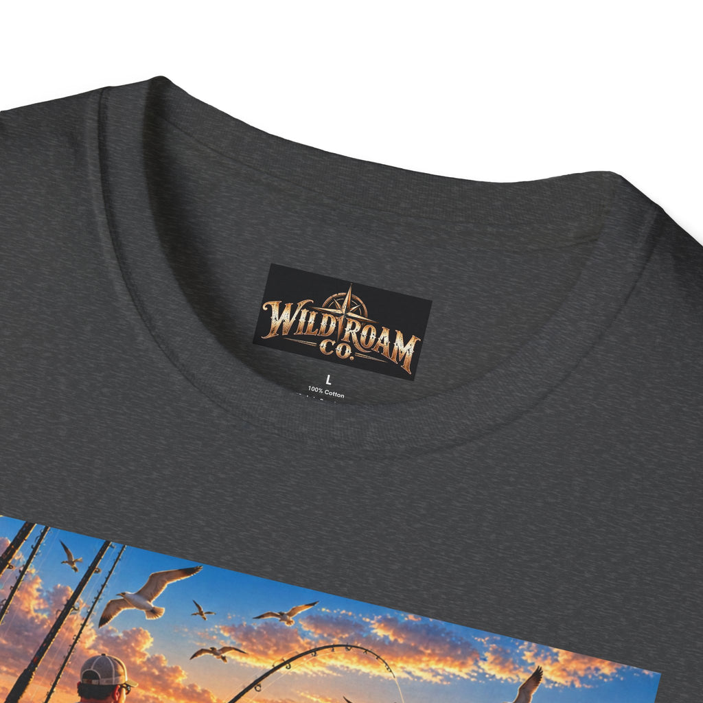 Wild & Free to Roam Fishing T-Shirt — Ocean Sunset Angler Tee