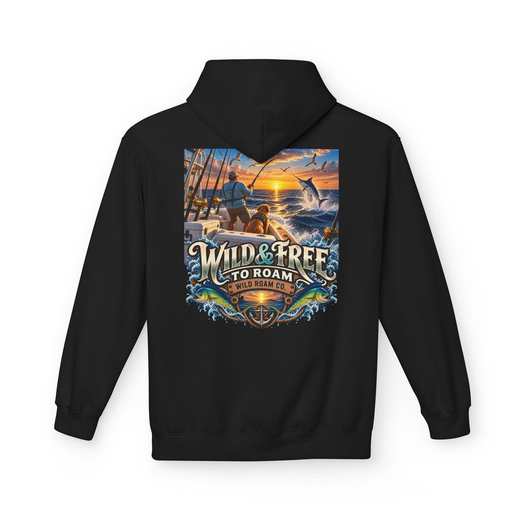 Hoodie - "Wild & Free to Roam" Ocean Angler Adventure Pullover