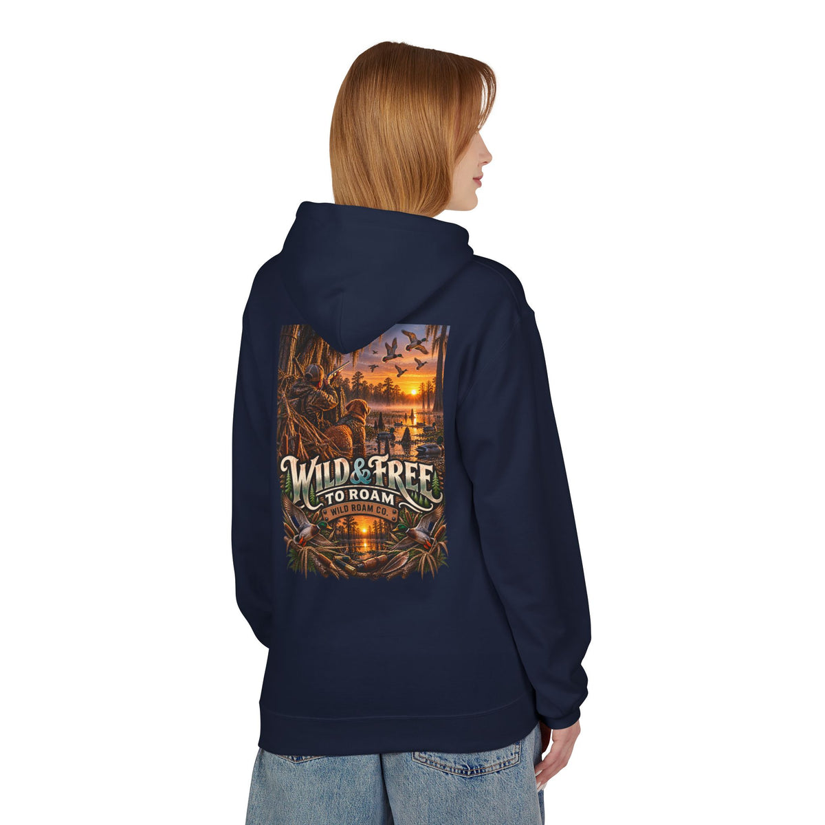 Wild & Free Hoodie — "Wild & Free to Roam" Ducks Graphic Pullover