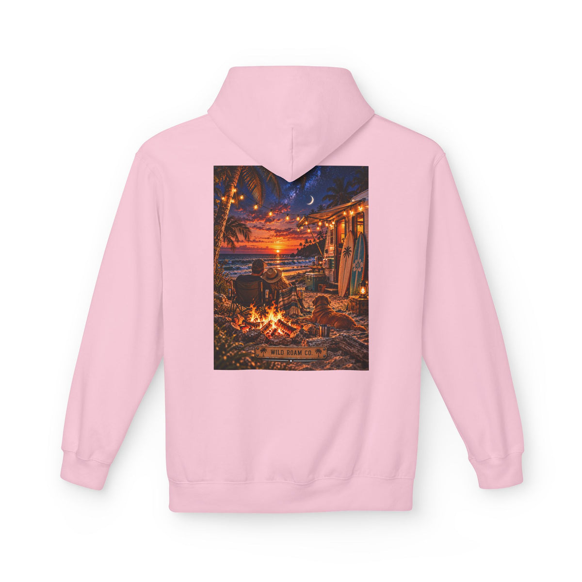 Wild Roam Co Hoodie-- Beach Bonfire Surf Graphic Hoodie