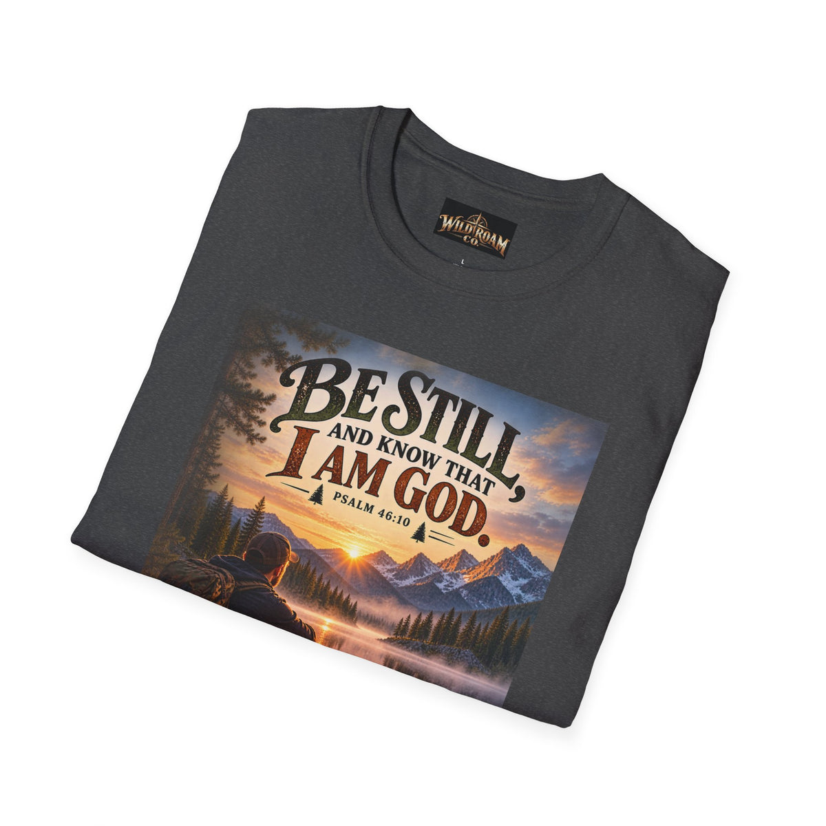 Men's Christian Mountain T‑Shirt – "Be Still and Know That I Am God" Inspirational Faith Tee