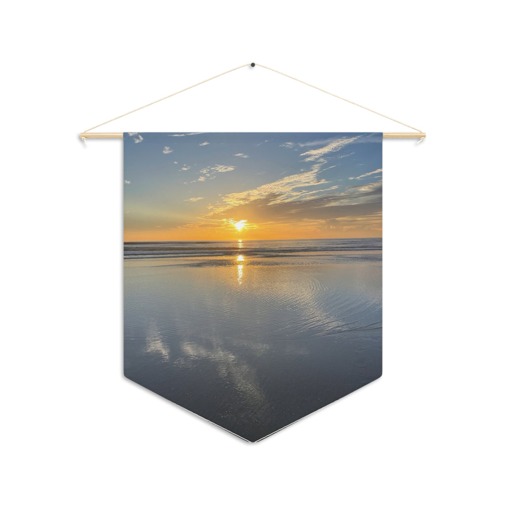 Sunrise Beach Photo Pennant — Serene Ocean Wall Banner
