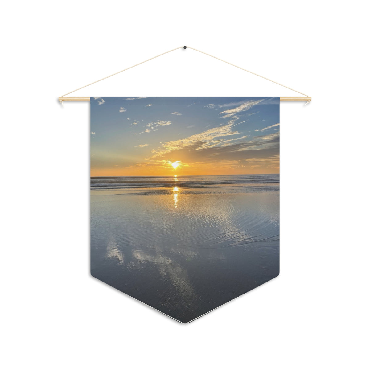 Sunrise Beach Photo Pennant — Serene Ocean Wall Banner